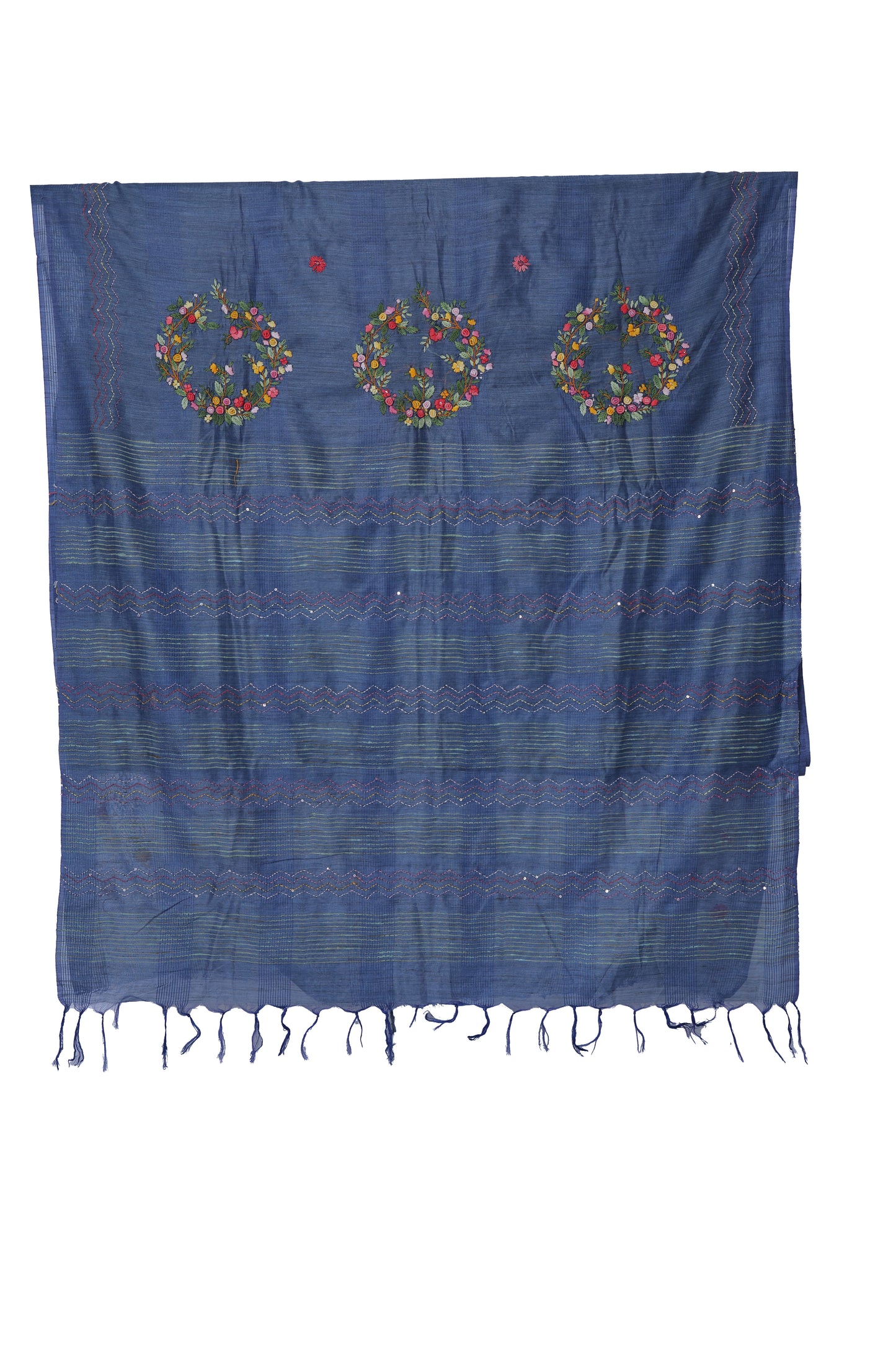 Semi linen Bullion handwork Saree