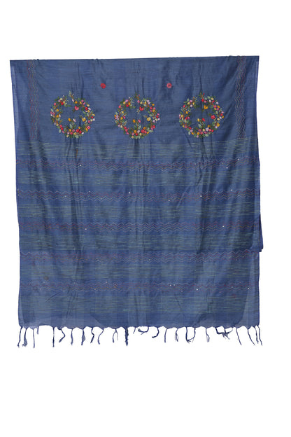 Semi linen Bullion handwork Saree