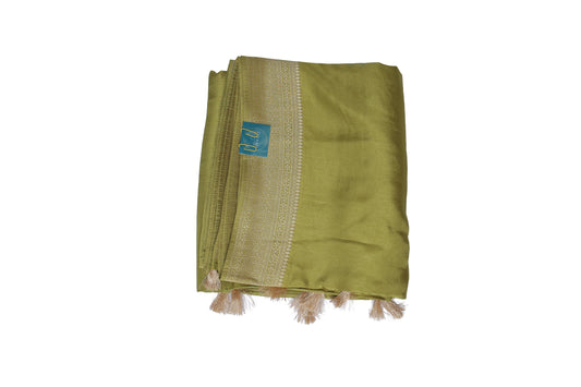 Pista Sheen Crepe Silk Saree