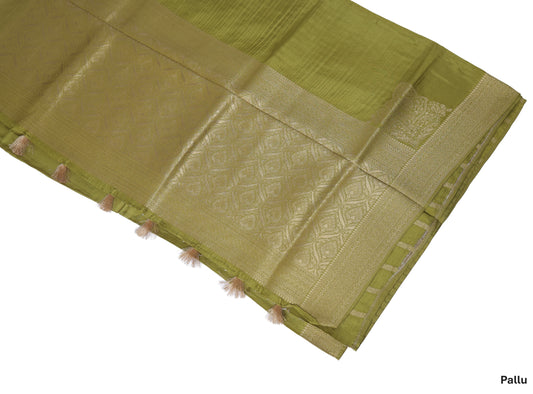 Pista Sheen Crepe Silk Saree