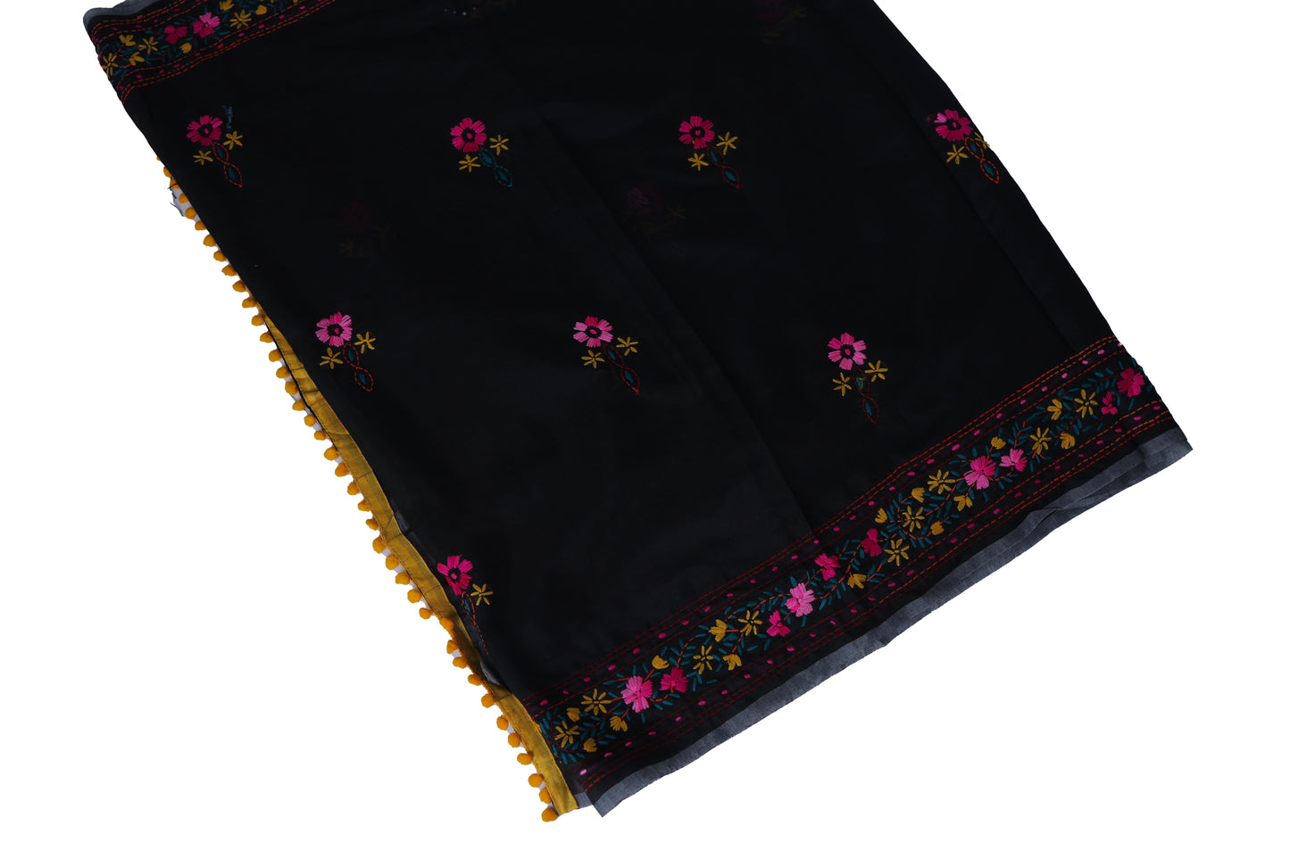 Royal Black Phulkari Saree
