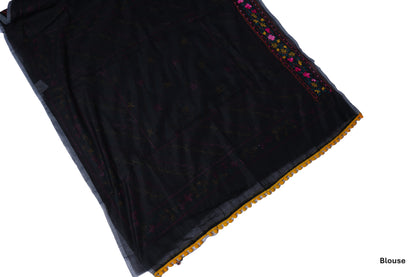 Royal Black Phulkari Saree