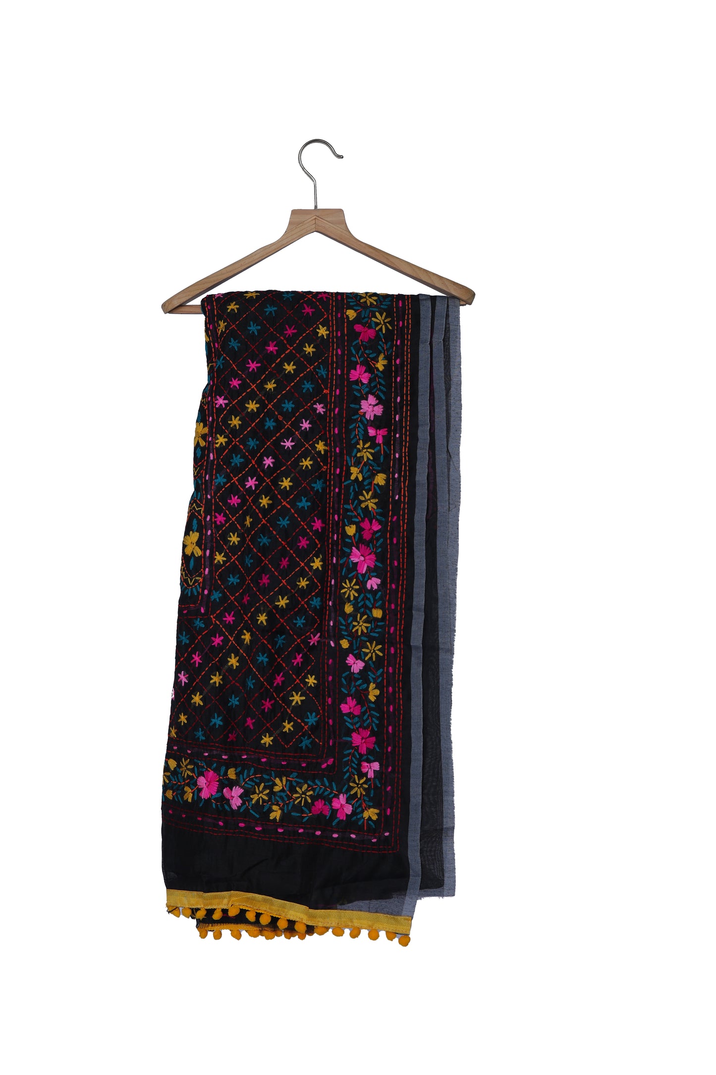 Royal Black Phulkari Saree