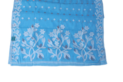 Jamdani Saree - Auqa Blue