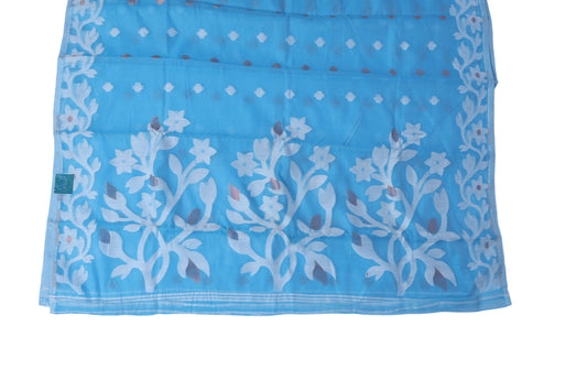 Jamdani Saree - Auqa Blue