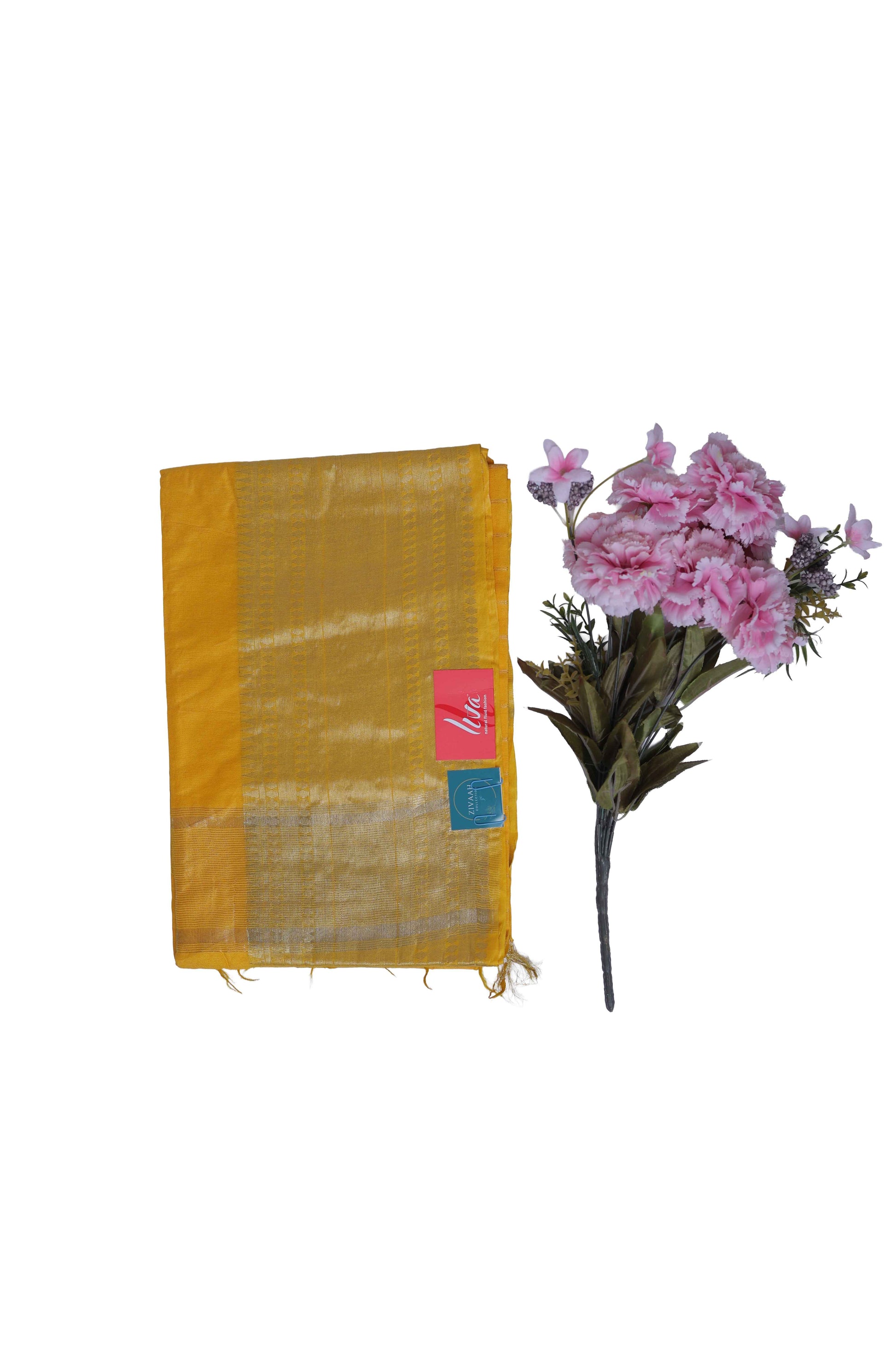 Yellow Bhagalpuri Silk Saree