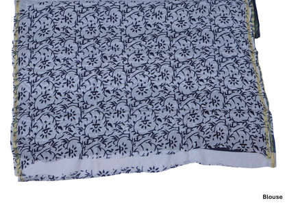 Chanderi Cotton Saree - Evergreen indigo