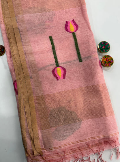 Pure Silk Linen Handloom Saree