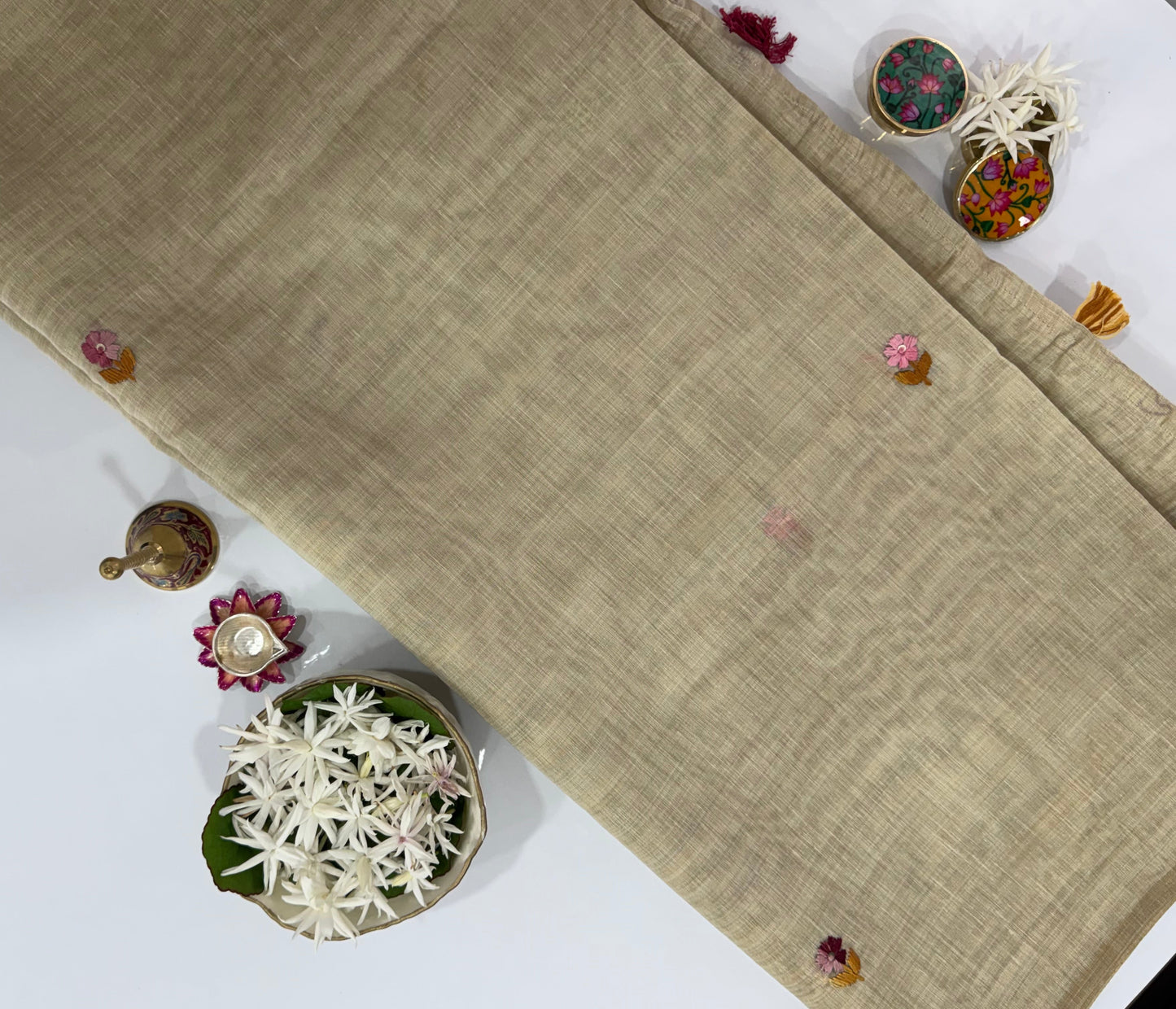 Textured beige fabric