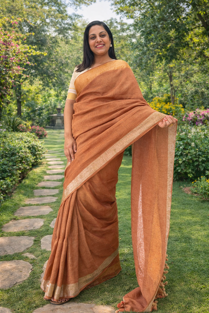 Premium Handwoven Linen Saree