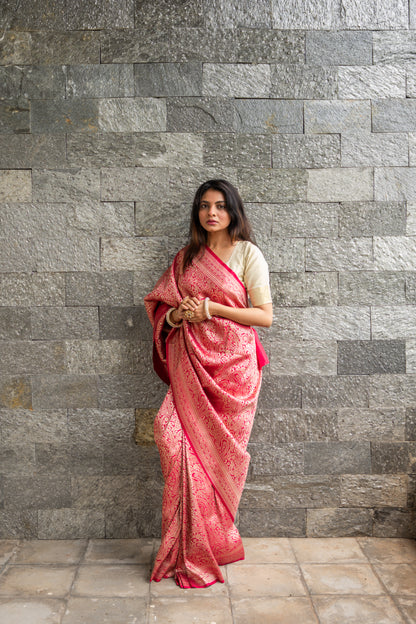 Laal Noor - Brocade Banarasi Katan Silk Saree