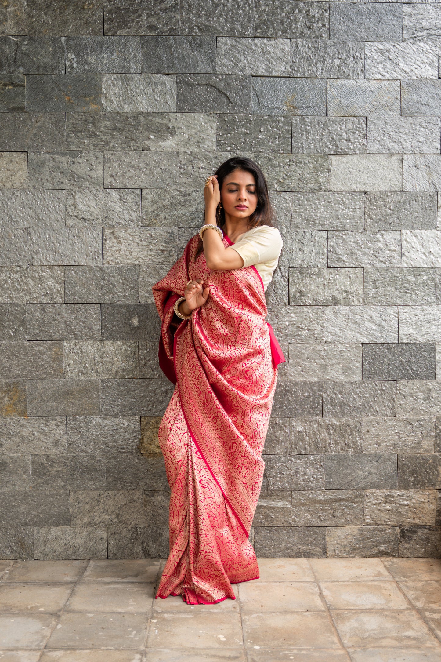 Laal Noor - Brocade Banarasi Katan Silk Saree