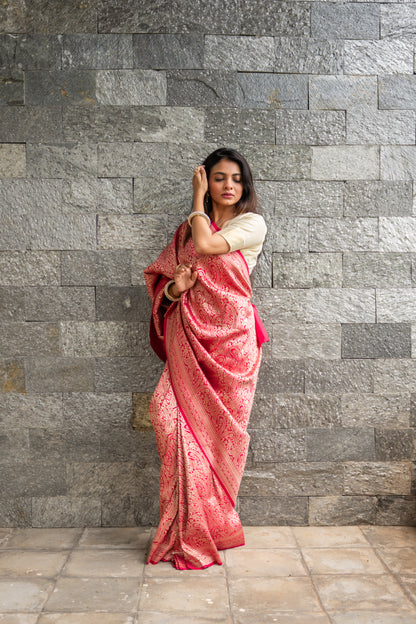 Laal Noor - Brocade Banarasi Katan Silk Saree