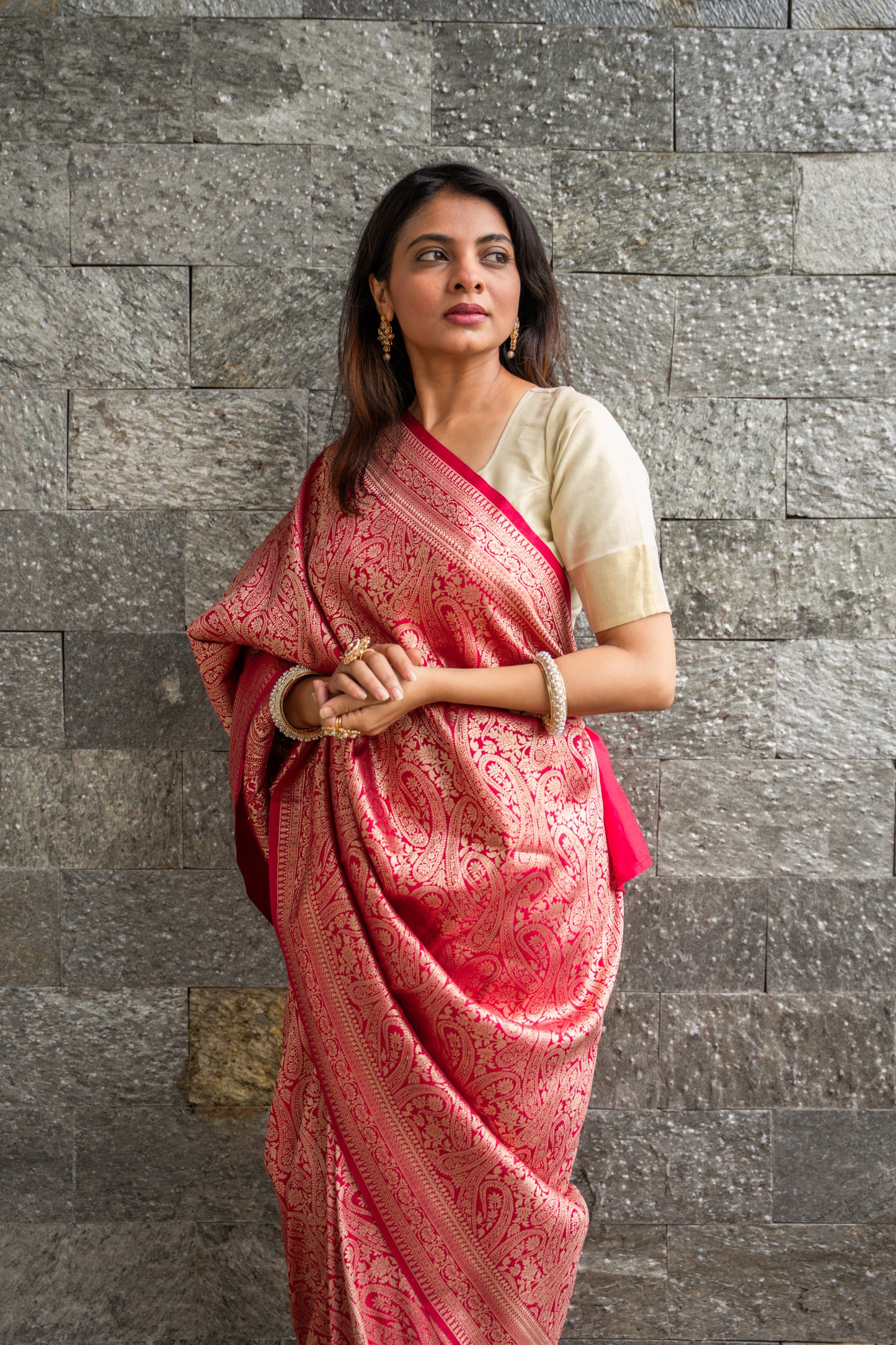 Laal Noor - Brocade Banarasi Katan Silk Saree