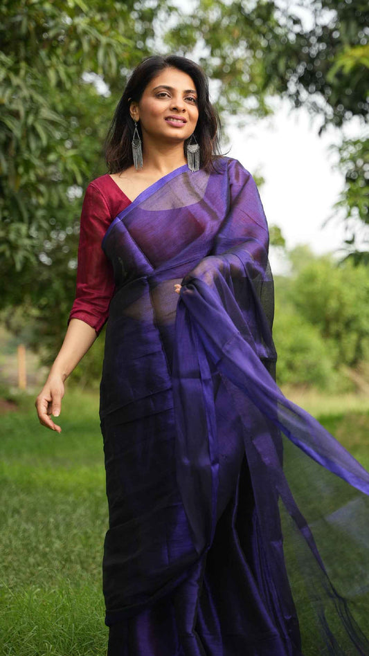 Plain Tissue Saree