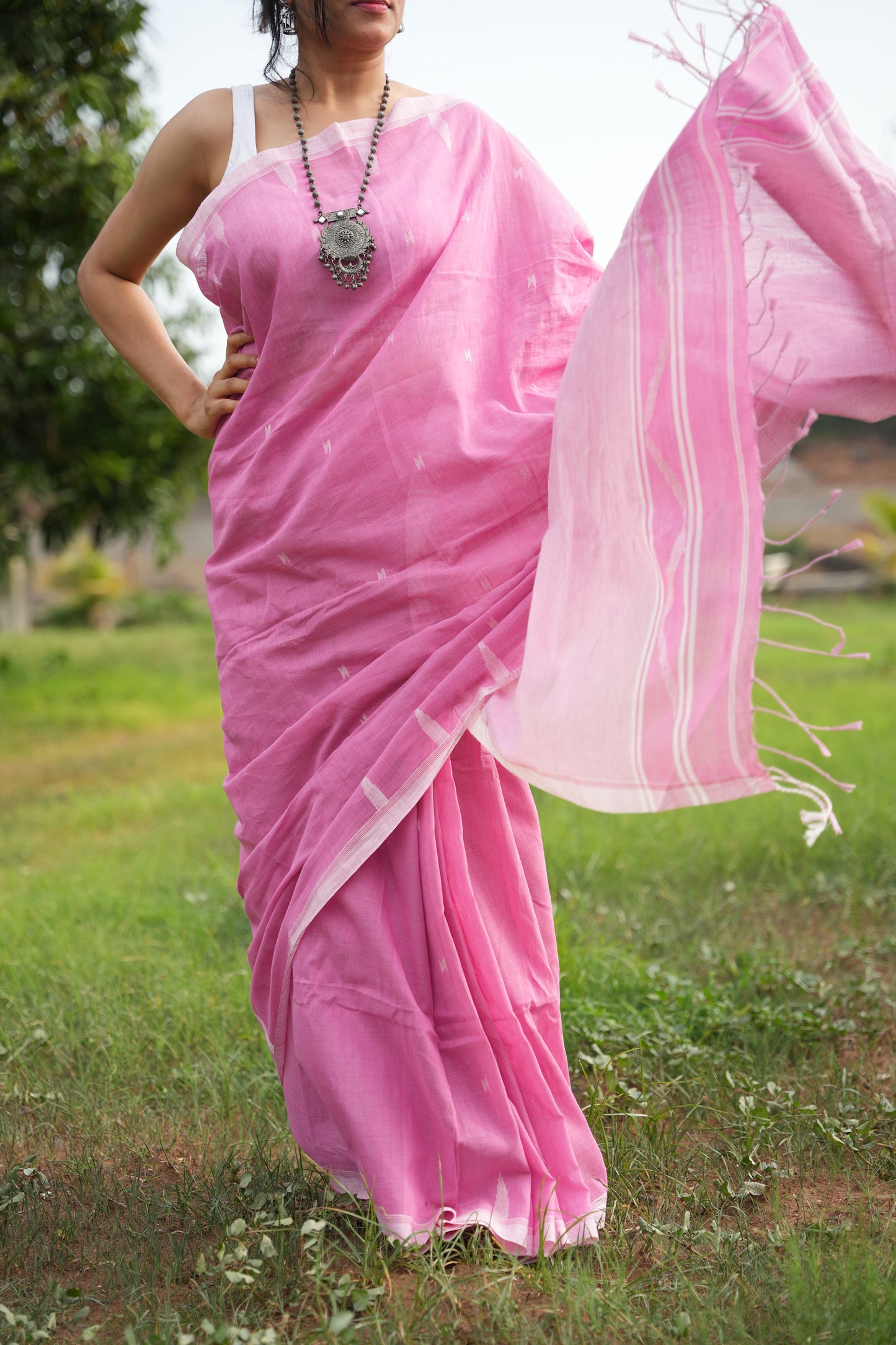 Gulaabi Pure Cotton Handloom Saree