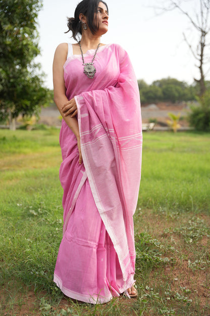 Gulaabi Pure Cotton Handloom Saree