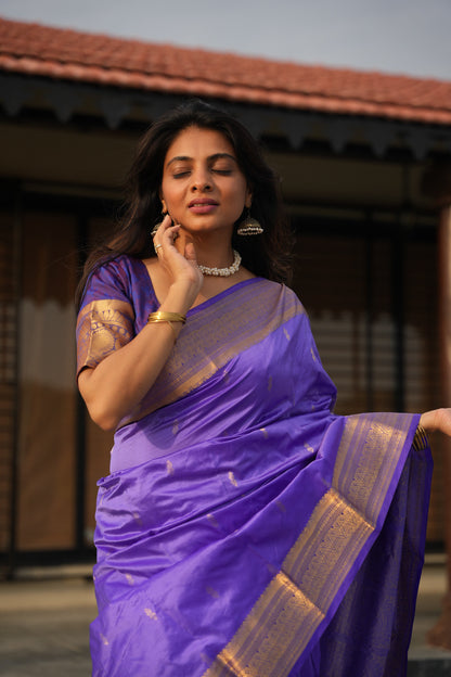 Lavender Royale - Pure Kanjeevaram Silk Saree