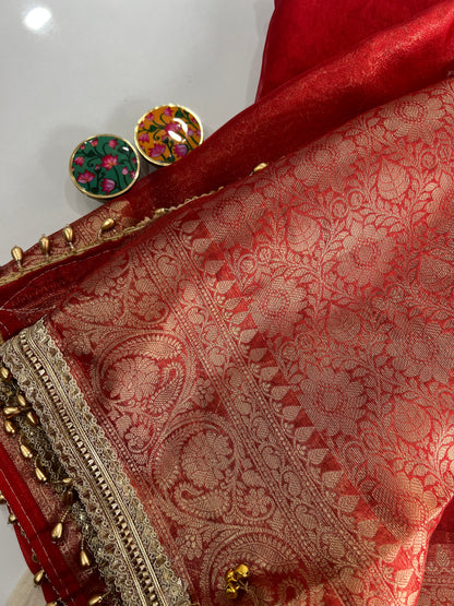 Most Trending Banarasi Tissue Silk Ghungroo Saree