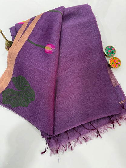Pure Silk Linen Handloom Saree