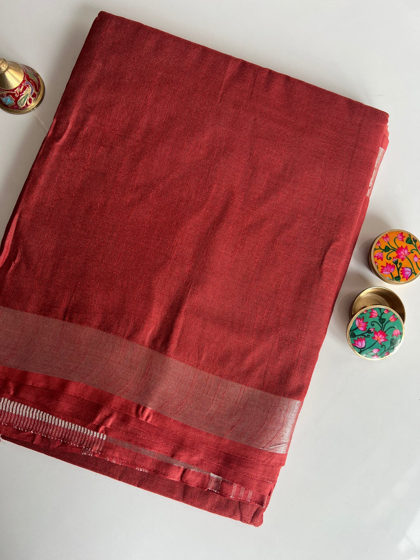 Plain Linen Cotton Saree