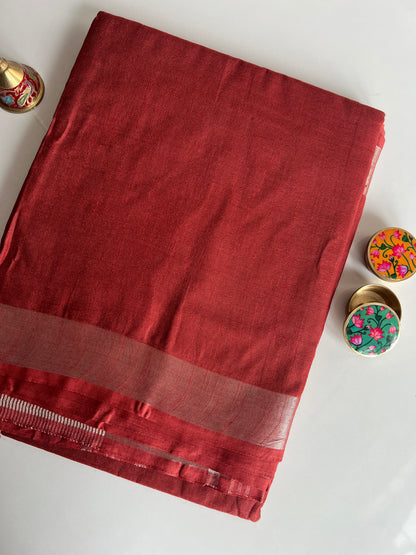 Plain Linen Cotton Saree