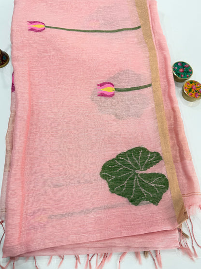 Pure Silk Linen Handloom Saree