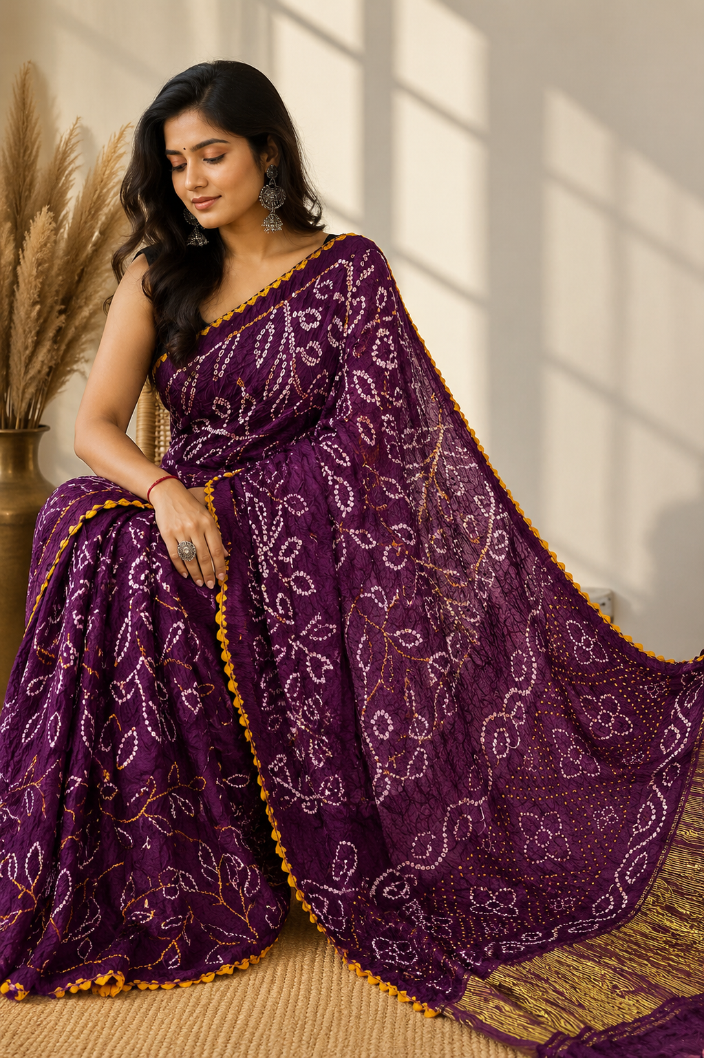 Ambadal Modal Silk Bandhani Saree