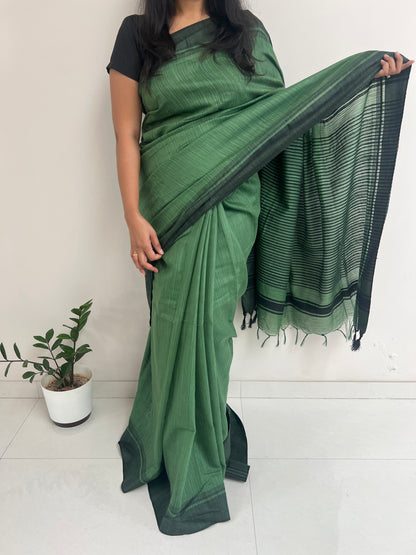 Green Linen Saree
