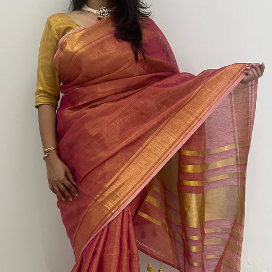 Kesar Flame Tissue Saree