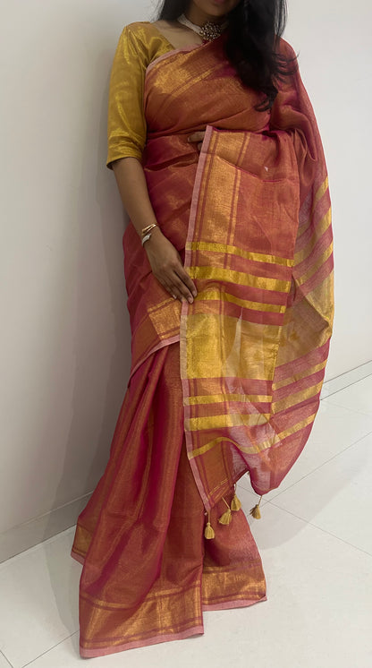 Kesar Flame Tissue Saree