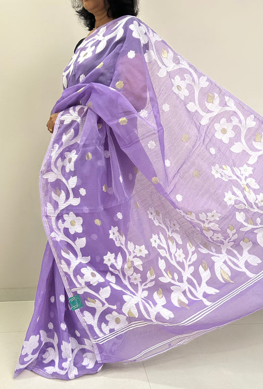 Cotton Jamdani Saree - Lilac