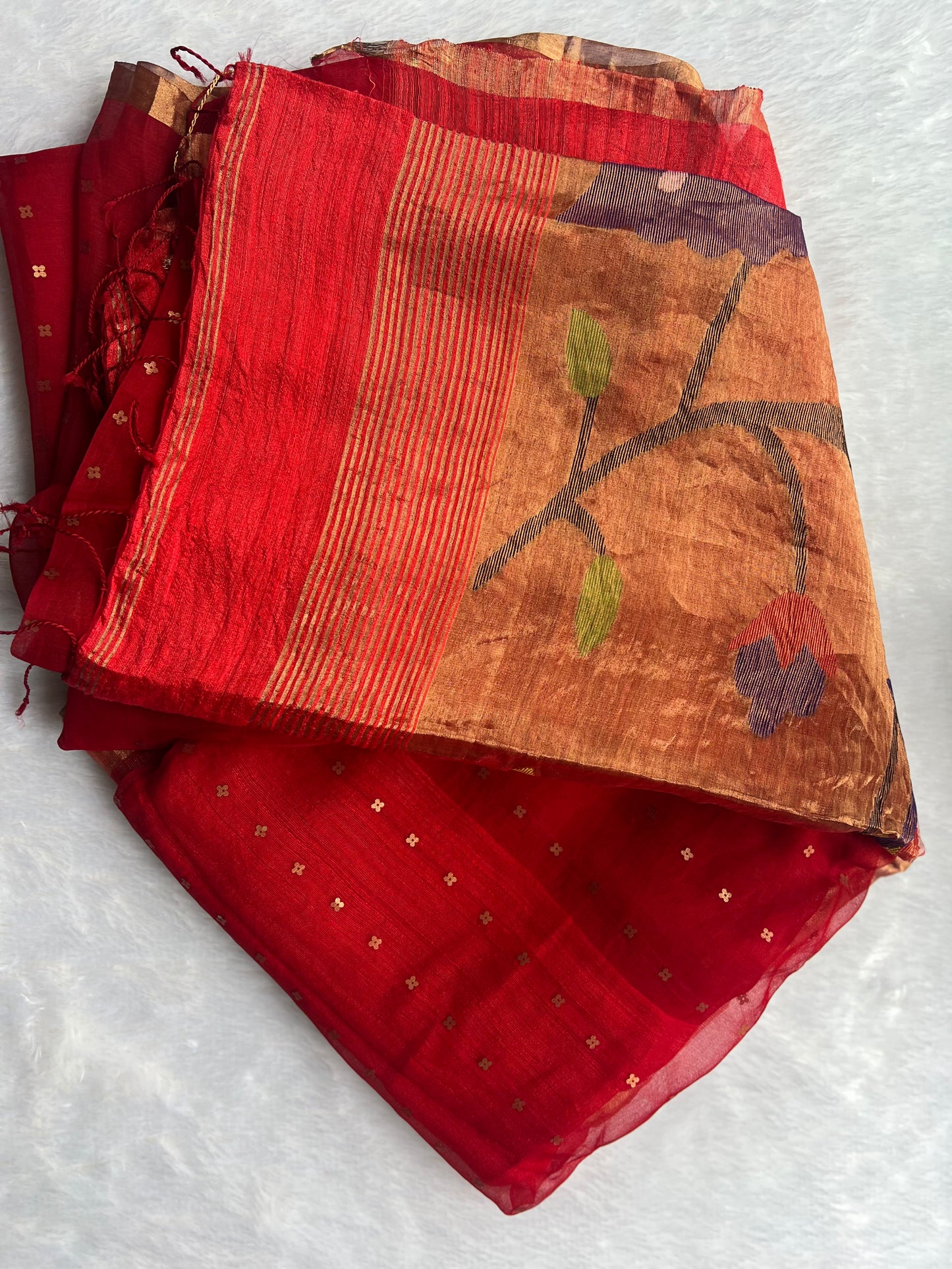 Pure Handloom Muslin Silk Saree with Paithani Pallu