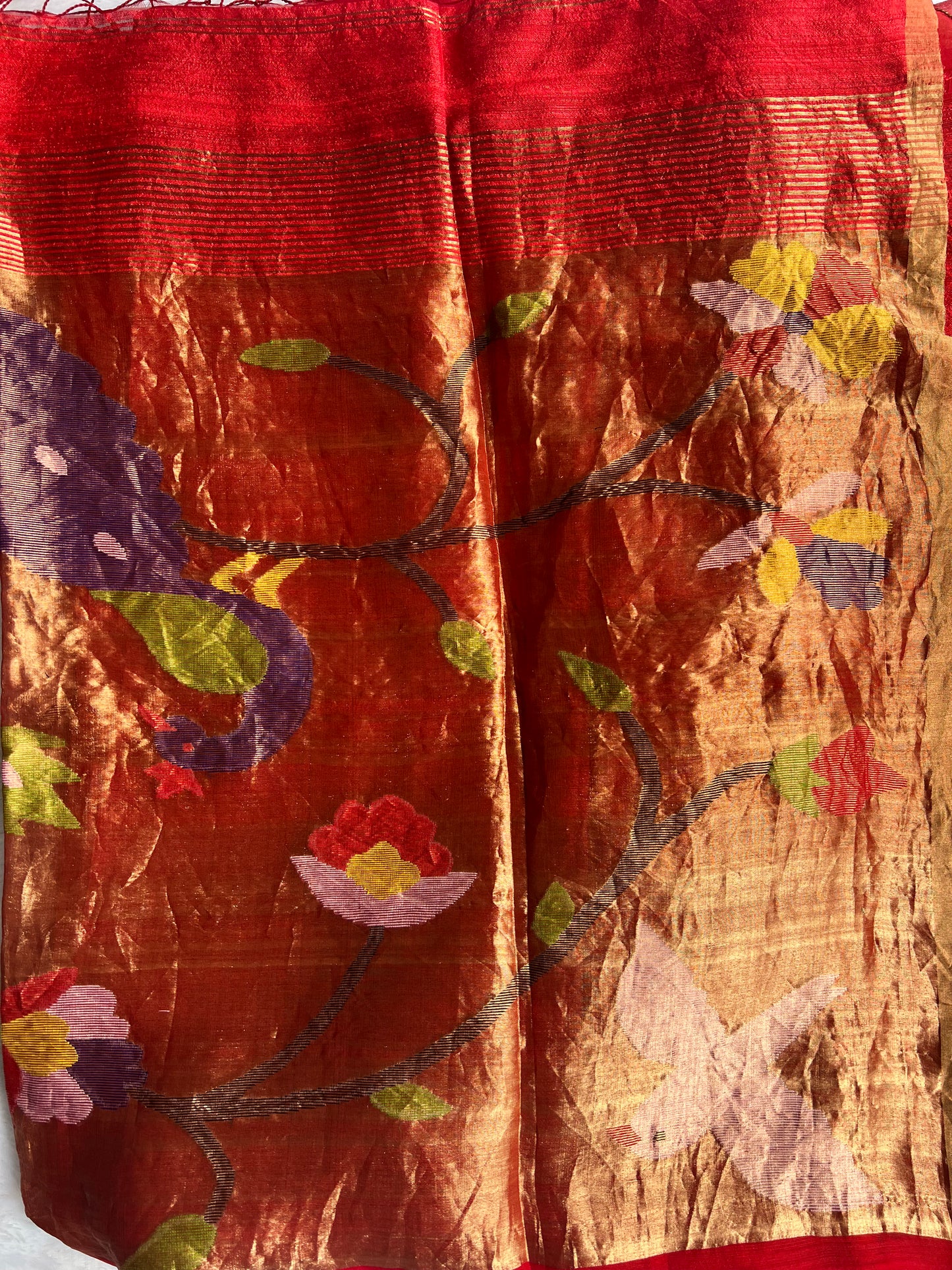 Pure Handloom Muslin Silk Saree with Paithani Pallu