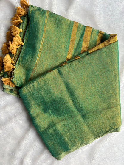 Pista Sheen Tissue Saree