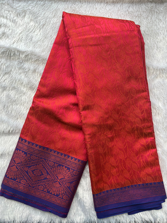 Surkh Sitara Semi Katan Silk Saree