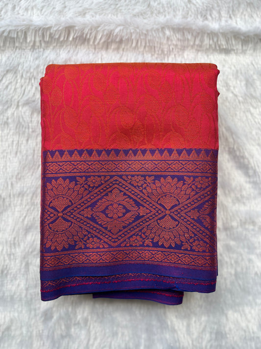 Surkh Sitara Semi Katan Silk Saree