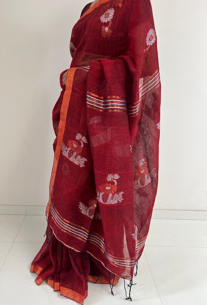 Handloom Pure Linen Saree