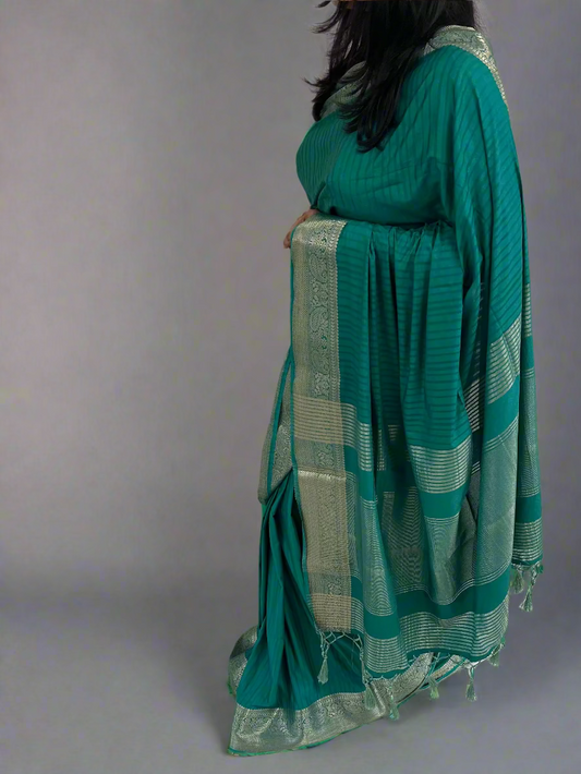 Hariyali Semi Crepe Silk Saree