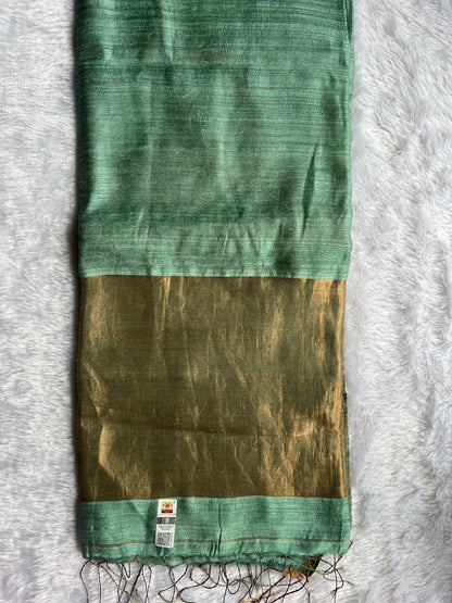 Moss Green - Pure Matka Silk Saree