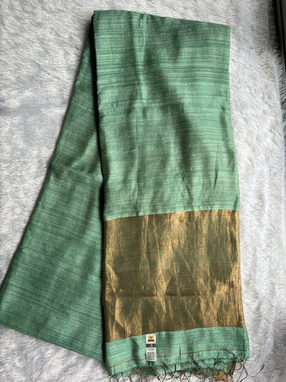 Moss Green - Pure Matka Silk Saree