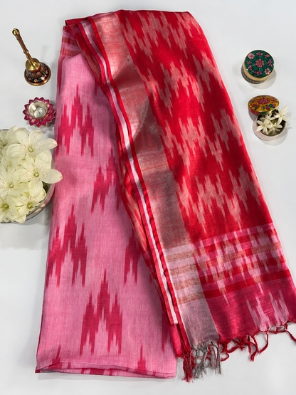 Linen Ikkat Saree