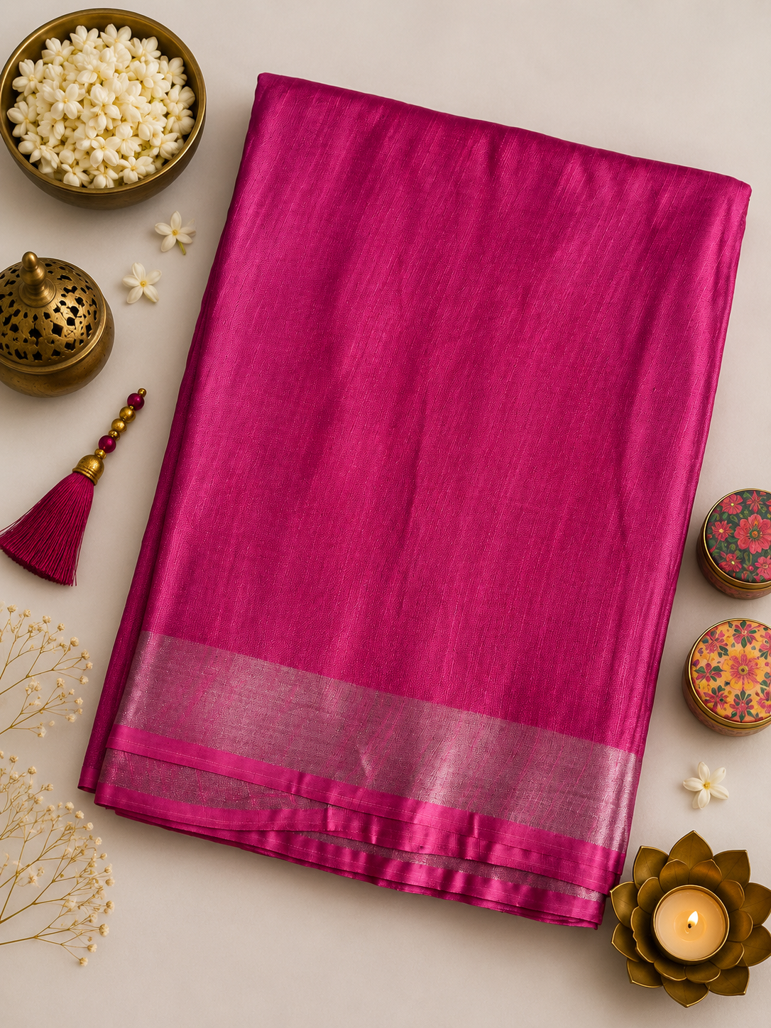 Plain Linen Cotton Saree