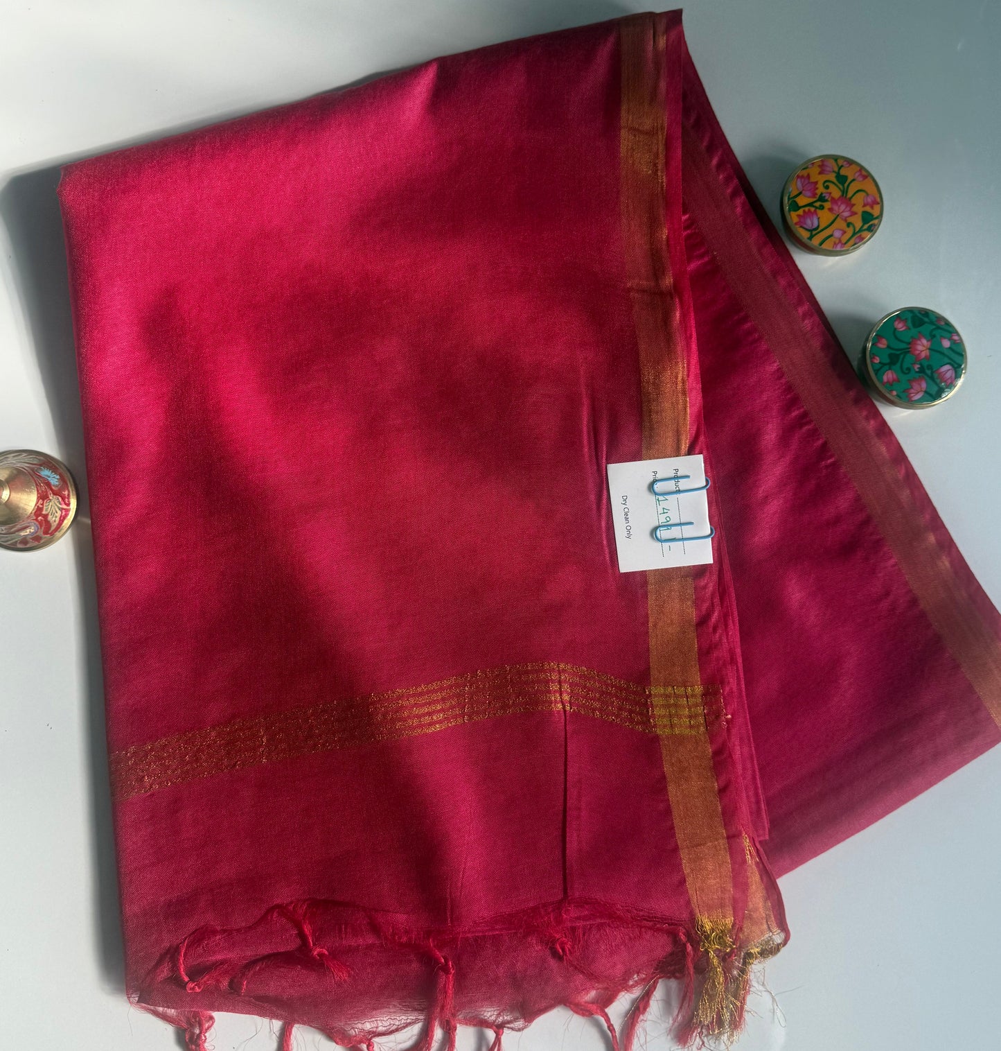 Plain Saree with Elegant Golden Border