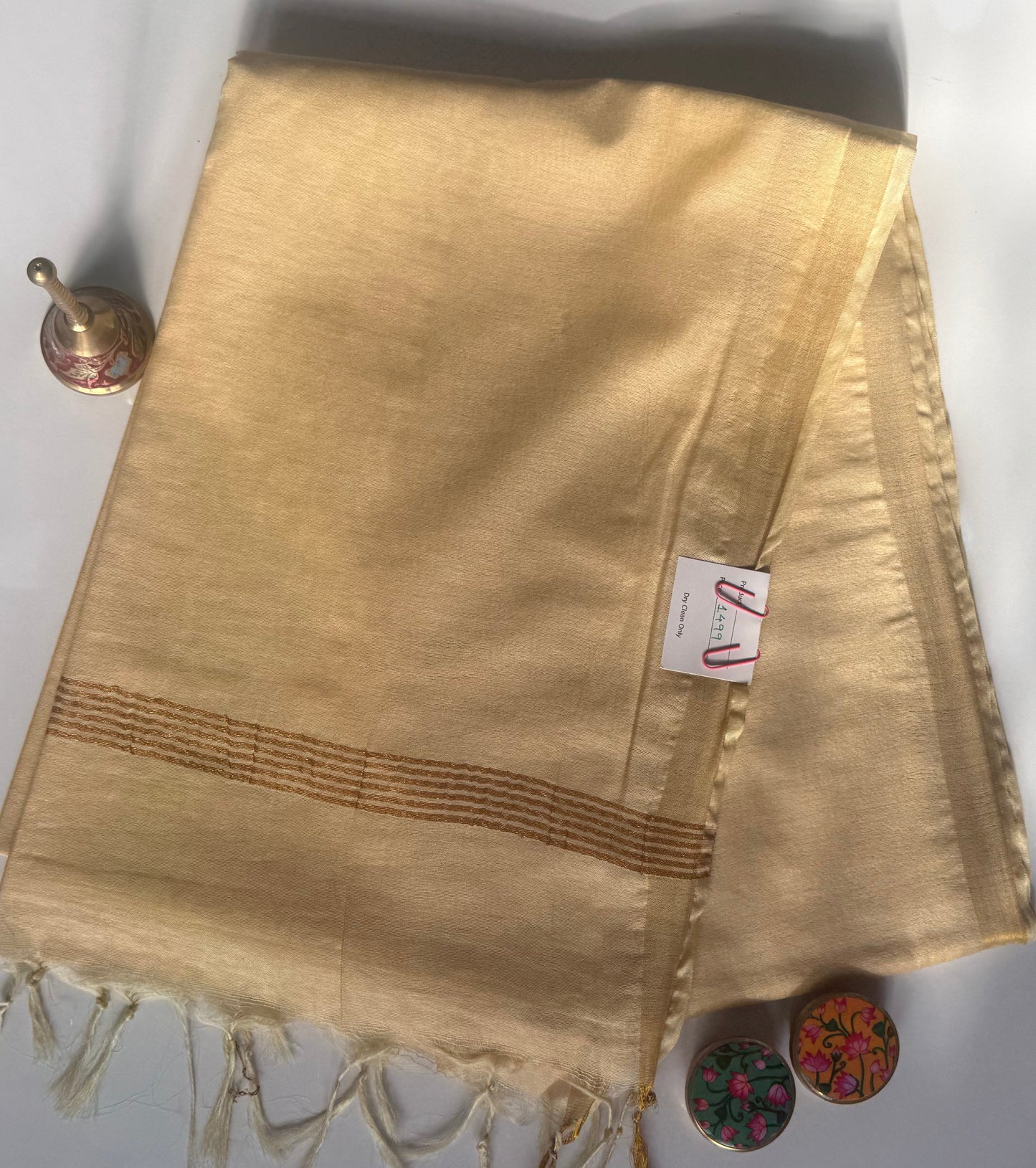 Plain Saree with Elegant Golden Border
