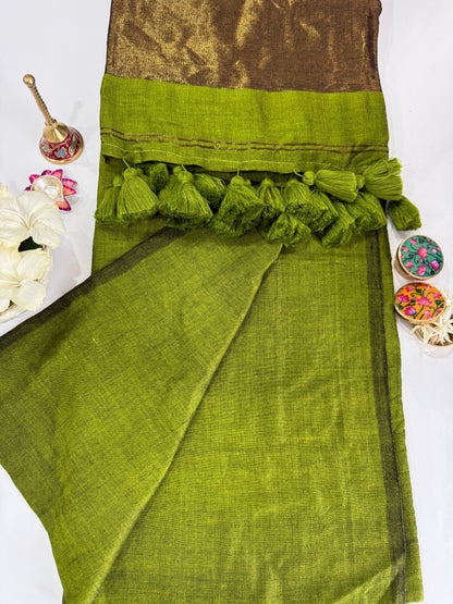 Plain Mul Modal Saree with Zari Palla