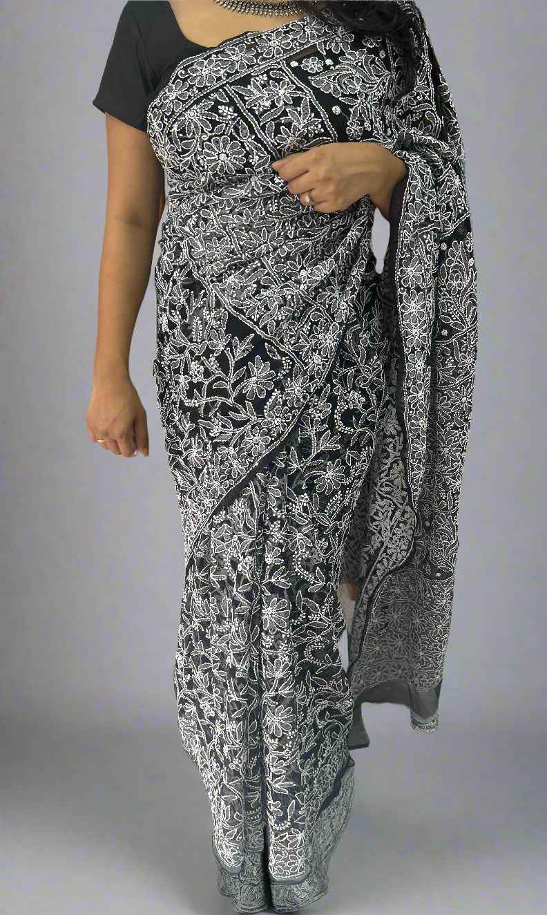 Pure Georgette Chikankari Saree