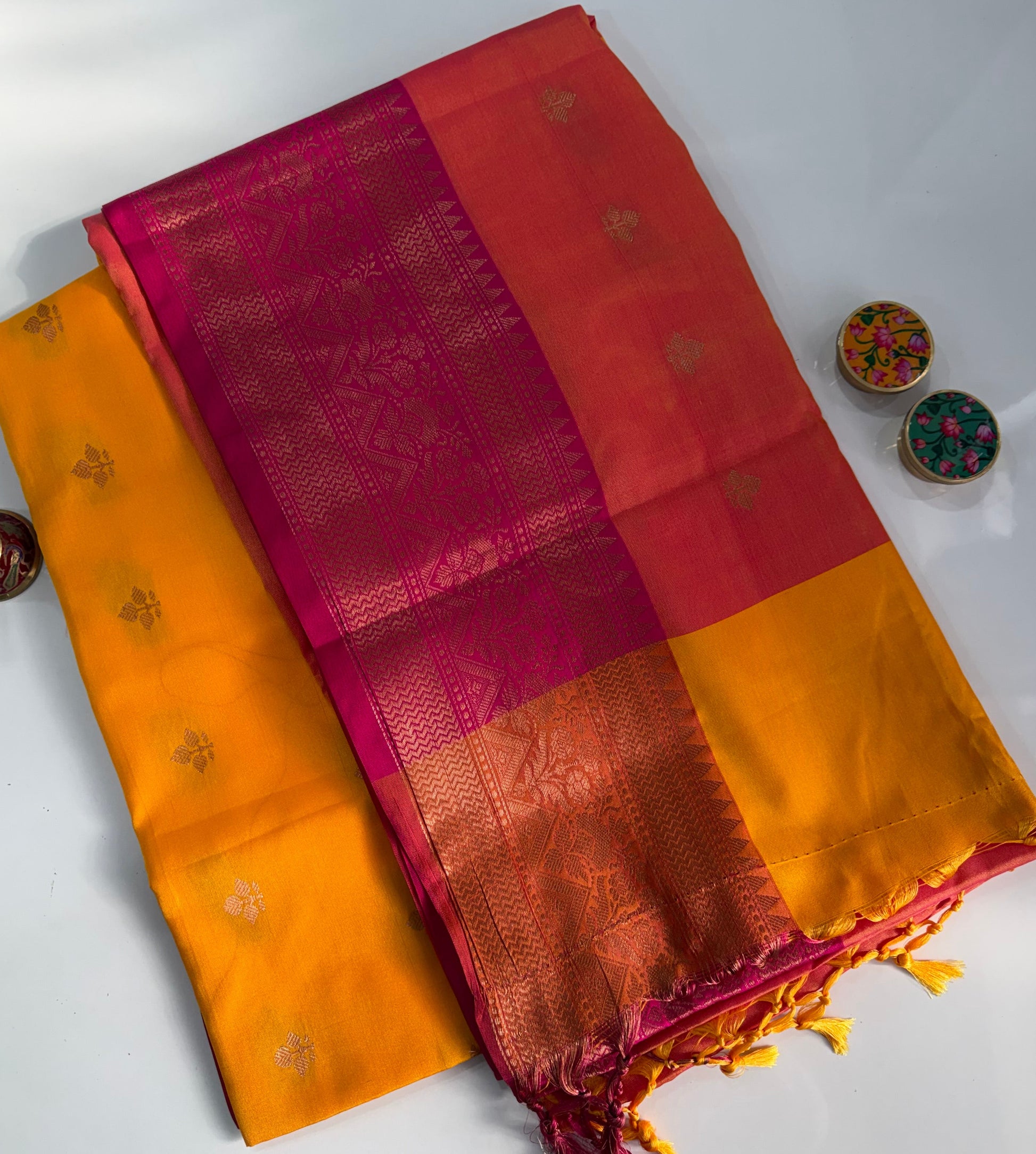 Colorful saree with a white background