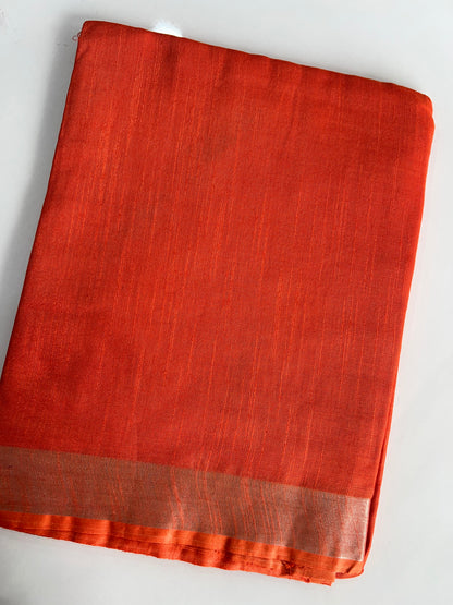 Plain Linen Cotton Saree